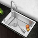 
German quality stainless steel sink single tank kitchen side-mounted 304 wash basin small size dish sink horizontally narrow length 46x38 with 6193 round faucet full set