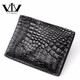 V.V.Brown Men's Business Card Case Driver's License Bag Crocodile Pickup Bag Card Holder Genuine Leather Unisex ID Bag Black