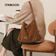 Miaodi Lazy Hobo Einkaufstasche Neue Slack und große Kapazitätsumhängetasche Textur Pendler Crossbody Damenbeutel Kakao Brown + Kopfhörerbeutel Anhänger (Nerzhaar)