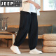 Jeep Spirit Pantalones de lino de estilo chino Yoga Tai Chi suelto de gran tamaño, flores de pierna ancha, lino, pantalones casuales, grises 2xl