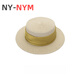 NY-NYM设计师法式绸缎气质礼帽女褶皱织带草帽夏季防晒遮阳帽度假太阳帽 米色-杏色带 M(56-58cm)