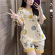 炙夏睡衣女夏短袖棉2022新韩版学生可爱家居服女春秋薄大码套装 短-袖套装--G6636 M 女--【80-100斤】
