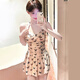 Bo Na Ling Swimsuit Pure Desire Ins Style Retro Girl Conservative Body Covering and Slimming Halter One-piece Skirt Swimsuit Hot Spring Swimsuit Butterfly Print Swimsuit One Size 70-120 Jin Jin is equal to 0.5 kg