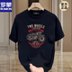 T-shirt à manches à manches courtes Romon Hourde Pure Cotton pour hommes T-shirt à manches à manches à manches à manches pour hommes Retro Imprimée Retro Bourgogne M (recommandée 100-120 Jin [Jin est égal à 0,5 kg]))