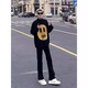 POUM scimitar slim jeans men's summer retro dark blue straight tall American pants make them look slim and narrow legs DF-701 black M