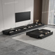 Yingluo Board Yan Gabinete de televisión negro Combinación de mesa de café Combinación Sala de estar de alta gama 2025 Nuevo gabinete de televisión de madera maciza de lujo de lujo Madera sólida de 3.0 metros Gabinete de piso de esquina redondeada