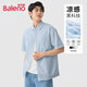 班尼路（Baleno）衬衫男夏季新款短袖潮流休闲上衣简约高级感痞帅白色凉感冰丝衬衣