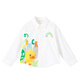 B.Duck Little Yellow Duck Children's Clothing Boys' Shirt Spring and Autumn New Lapel Children's College Style Jacket Cartoon White 120 cm
