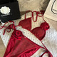 Yusi Yi Bikini Swimsuit Women's Sexy 2025 Internet Celebrity New Same Style Beach Hot Spring Outer Wear Sunscreen Red Red Flash S