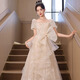 Li Baixin evening dress, light luxury, niche high-end banquet, feminine temperament, high-end sense, stunning beauty, art exam host annual meeting adult ceremony, champagne color M, recommended 90-100 Jin Jin equals 0.5 kg