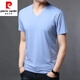 Pierre Cardin Sommer Neue Herren kurzärmelige T-Shirt Modal MODAL FOLOR COLOR V-CHECK ICE SEIM Dünne mittlere und junge lässige Baumwollt-Shirt Top 9902 Grau M 170