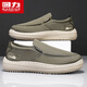 Chaussures masculines de Huili 2025 Nouvelles chaussures en toile respirante d'été pour les chaussures de pédale d'un pied pour hommes légers confortables chaussures de tissu décontractées et polyvalentes vert 42