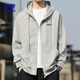 ROMON sweatshirt men's autumn loose casual jacket men's versatile hooded cardigan top men WY333 light gray L