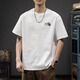 ROMON Summer Pure Cotton Short Sleeve Men 2025 Trendy New T-shirt Men Loose Large Size Top Men American Heavy Men's T-shirt HST1518 Light Coffee T-shirt XL Size Recommended Weight 145-160Jin [Jin equals 0.5 kg]