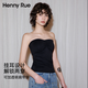 Henny Rue Women's Tube Top Camisole Women's Spring and Summer With Breast Pad Nude Strapless Top Hot Girl Looks Slim and Beautiful Back Dark Black L (Recommended 110-140 Jin Jin equals 0.5 kg)