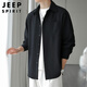 JEEP SPIRIT Jeep long-sleeved shirt men's spring trendy shirt men's waffle top jacket men's black XL