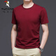 Holzspecker (Tucano) Kurzärärmelte T-Shirt Herren roter Sommer reines Baumwoll halbärmelige, lose T-Shirt-Basis-Hemd mittleren Alters mit mittleren Alters und jungen Herren-Top Black 7018 4xl geeignet für 185-205jin [Jin gleich 0,5 kg] tragen