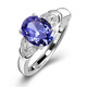 Chuxiao sapphire ring 925 sterling silver ring tanzanite sapphire live ring for women jewelry Japanese and Korean new sapphire live ring