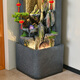 Hougu Decoration Home Rockery, Fish Pond, Waterfall and Flowing Water Ornaments Floor-to-ceiling Living Room Office Feng Shui Lucky Circular Water Curtain Wall Opening Gift Fresh and Elegant Green Plants