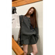 Ono's seven-day spring outfit suit for age-reducing gray complete set of high-end knitted two-piece sweater for women, loose and lazy style for autumn and winter. One size fits all. Clothes length 69, pants length 39, waist 66-75