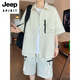 JEEP SPIRIT Summer Ice Silk Short Sleeve Shirt Men's Set 2025 New Casual Shirt Summer Wear with a Complete Set of Clothes 6628 meters white XL About 120~145Jin [Jin equals 0.5 kg] Can be worn