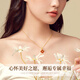 Chinese gold four-leaf clover gold necklace women's 18K gold pendant birthday gift for girlfriend, Valentine's Day confession surprise for wife, 18K gold four-leaf clover pendant, free silver chain/Jingsuda