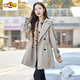 First diameter lined medium-length windbreaker jacket for women spring and autumn 2026 new Korean style loose large size coat for small people coffee color (with lining and scarf) M (105Jin Jin is equal to 0.5 kg)