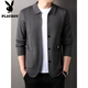 Playboy (Playboy) Frühlings- und Herbst-Strick-Strickjacke für Männer mit mittleren Alter Casual Thin Longleved Jacket Korean Style Slim Pullover Jacke Kamel M.
