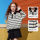 
ASK JUNIOR Children's Sweatshirt 2025 Autumn Contrast Striped Polo Collar Women's Middle-aged Children's Top Striped 150