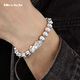 Miss JuJu pt950 platinum bracelet for men, high-quality platinum, domineering and lucky, brave round bead bracelets are thick, in stock, net weight 47.56g, about 10mm thick