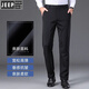 吉普（JEEP）夏季新款休闲裤男新款直筒男裤弹力商务西裤男士春秋款中年长裤子 【夏季】722-黑色 薄款 32 腰围二尺四【130-140斤】