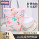 babyjianle婴儿尿不湿收纳袋外出防水便携式宝宝推车纸尿裤尿片收纳包尿布袋 新升级双口袋-恐龙世界（米黄）