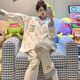 Xuan Mulin pajamas for women in spring and autumn long sleeves chest pad 2025 new cute cartoon sweet bear summer home clothing set a691 Star Beaver M