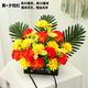Zi Jiafu Qingming Festival with flower tombstone flowers in front of the tomb, artificial flowers, simulated chrysanthemum bouquet, large flower basket, tomb-sweeping supplies, white set (the base is a paper box)