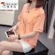 Woodpecker with larger size to cover the belly and make you look slim top for women 2025 summer new fat mm casual loose cotton short-sleeved T-shirt for women 6628 orange M about 80-95