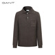 GANT/Gantt 24 Spring Men's Lapel Breasted Wool Blended Solid Color Pullover Knit Sweater Base Shirt 248-Camel L