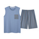 Langsha Pyjamas Herren Sommermodal Weste ärmellose Shorts Herrenhaus Kleidung Sommer dünne Eisseide DGG-AM-1227 L