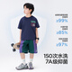 Zuoxi Boy Summer Set Children's 7A Antibacterial Cool Two-Piece Set 2025 New Boys Clothes Navy Blue 160