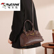 Woodpecker (Tucano) echtes Leder-Frauenbeutel-Tasche tragbarer Pendler Bowling-Tasche One-Shoulder Crossbody-Tasche, um Ihrer Frau und Ihrer Freundin Geburtstagsgeschenk brauner Schal + Geschenke zu geben