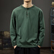 MAGIOPY luxury high-end brand men's spring and autumn new heavy cotton Henry collar long-sleeved T-shirt men's loose large size bottoming shirt Army Green M 100 120Jin Jin is equal to 0.5 kg