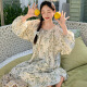 Shuo Gu Jin (SHUO GU JIN) new sweet long-sleeved nightgown for women, cute pajamas for women, spring and autumn, home clothes dress with chest pad ins style AM-13063 [with chest pad] (80-100Jin [Jin equals 0.5 kg]) M