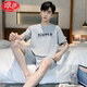 Langsha Men's Pajamas 2025 Новые шорты с короткими рукавами из чистого хлопка Тонкие летние повседневные двухсексуальные набор домашней одежды Большой размер 9928# 4xl [предполагают 180-220JIN [JIN равен 0,5 кг]]]