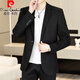 皮尔卡丹（pierre cardin）春秋季休闲西服男士感印花小西装2025新款外套青年单西上衣服 灰色 M 90-110斤内