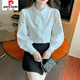 
Piercadian embroidered cotton shirt for women 2025 autumn new fashion embroidered white shirt loose versatile long-sleeved top CY9227 Black S [Suggested 75-95Jin [Jin equals 0.5 kg]]