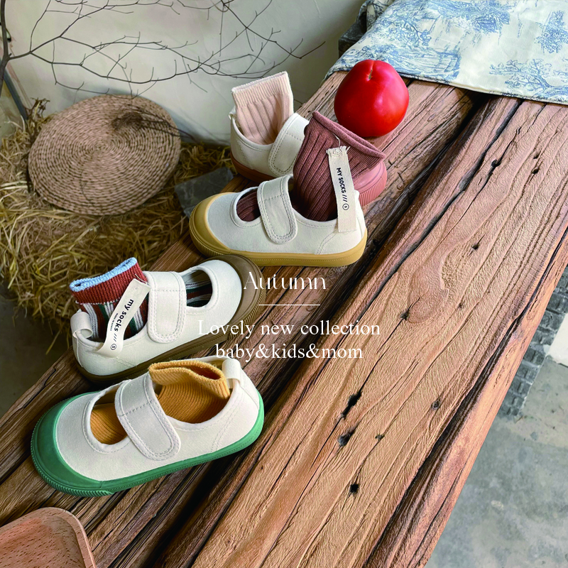 TOPSTAR children's canvas shoes girls boys kindergarten indoor shoes small white shoes baby children's shoes soft sole shoes green 23