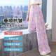 
Pitt Pitt girls wide-leg pants summer thin children's ice silk pants big children's summer clothing girl mosquito-repellent pants straight trousers loose 9922 white + 15009 purple [set] 120 cm