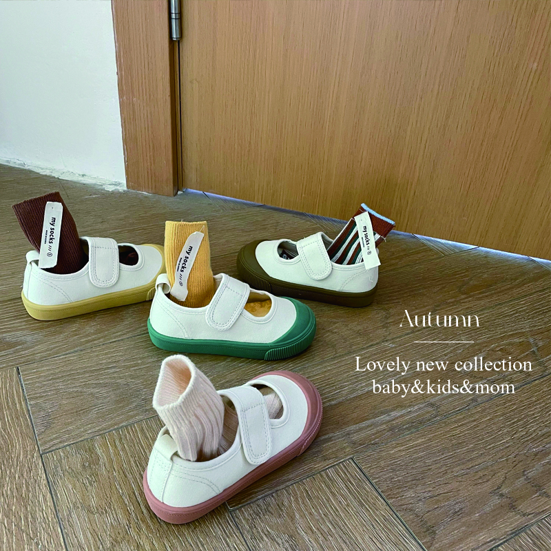 TOPSTAR children's canvas shoes girls boys kindergarten indoor shoes small white shoes baby children's shoes soft sole shoes green 23