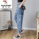 Woodpecker (TUCANO) 2025 spring and summer new jeans for women, slim and versatile, large size fat girl loose Harren Roll work pants for women, W9923# blue S 80-95Jin [Jin equals 0.5 kg]