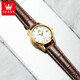 Olevs Marca Matrícula Mujer Mecánica Matrimonio Simple Watch Women's Womenus Luminoso Hollow Diamond Fashion Watry's Watch Olevs-6629 Surfán de cuero marrón mujer de cuero marrón