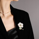 
QUAMER old phoenix retro sea water shell emperor stone flower brooch women high-end design niche suit large X2677-1-168 Golden green emperor stone shell flower